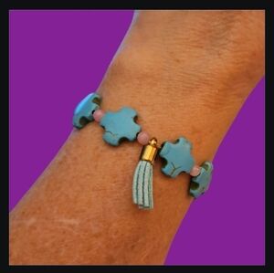 3/$30 HANDMADE Howlite Jade Beaded Stretch Bracelet